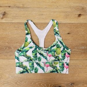 Love Fitness Apparel Tropic Pineapple Flamingo Tropical Sports Bra in Small